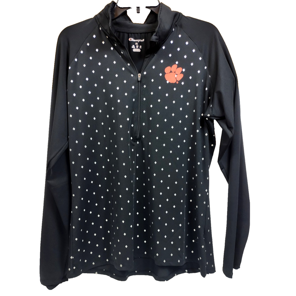 Clemson Tigers NCAA Quarter Zip Women's XL Pullover Team Logo by Champion Black - Picture 8 of 8